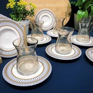 Vanes 42451 12 Parça Hatır Çay Seti Füme (6 Paket)