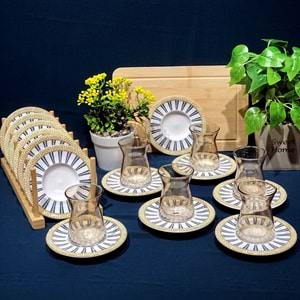 Vanes 42451 12 Parça Hatır Çay Seti Füme (6 Paket)