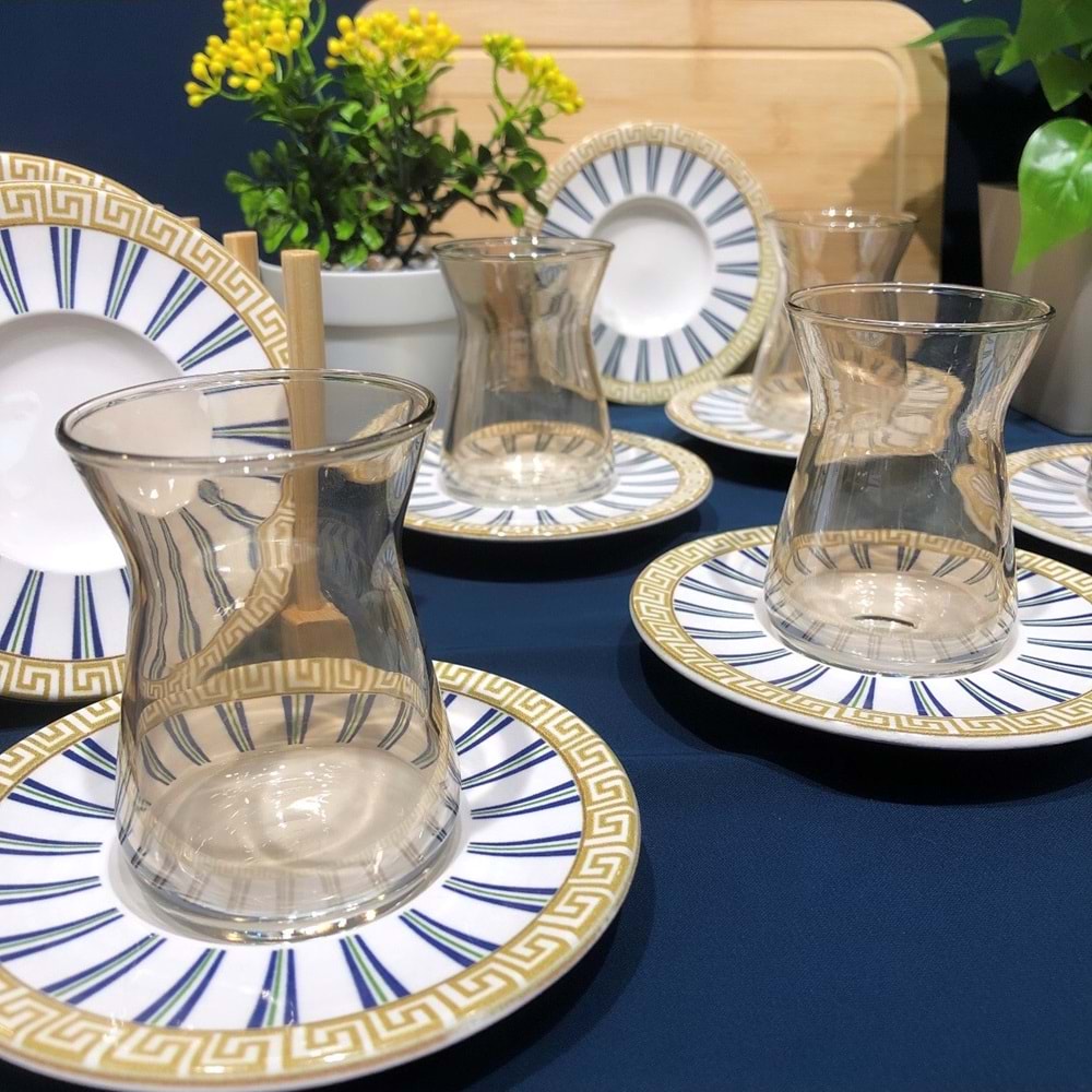 Vanes 42451 12 Parça Hatır Çay Seti Füme (6 Paket)