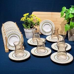 Vanes 42451 12 Parça Hatır Çay Seti Füme (6 Paket)