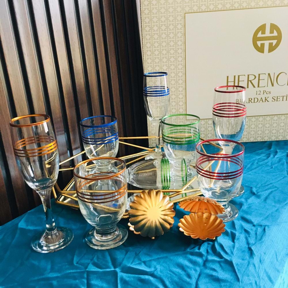 Herencıa Mis-Tog 12 Pcs Bardak Seti Karizma 4 Renk (4 Paket)