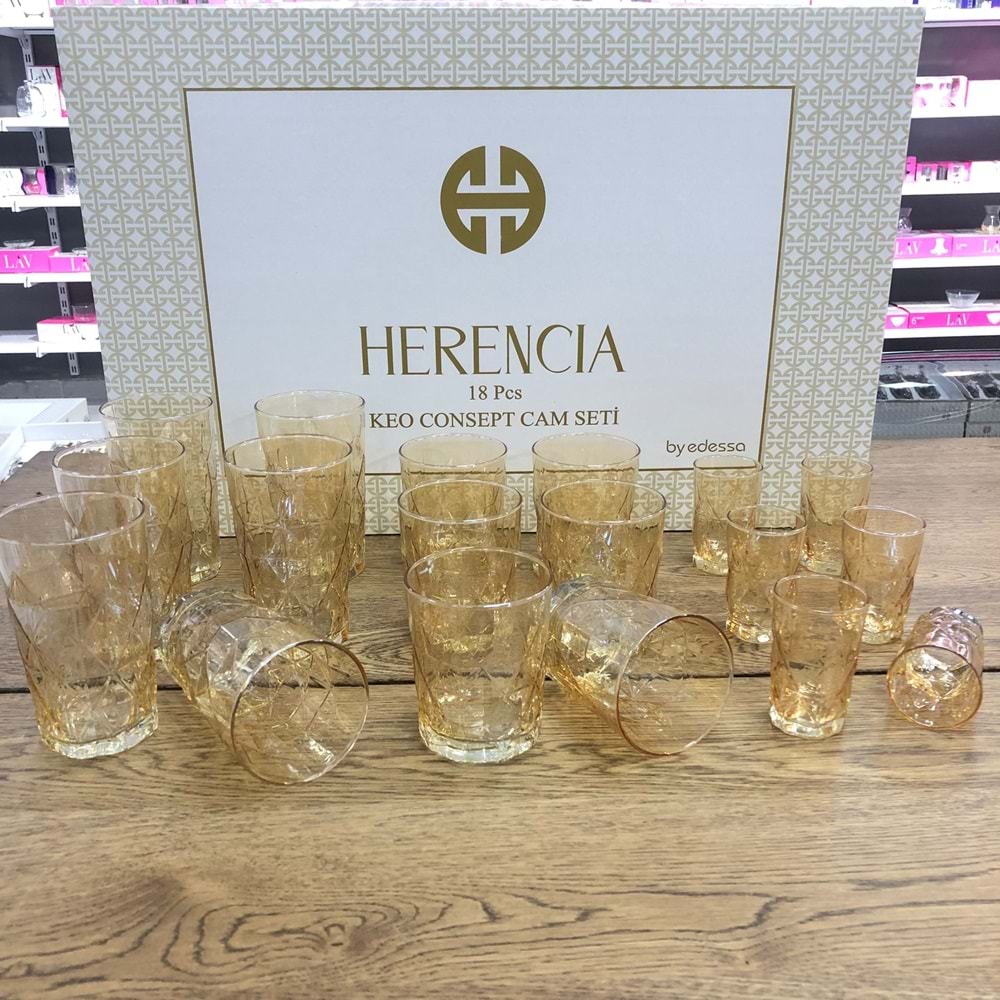 Herencıa 18 Pcs Keops Bardak Seti Bal Lüster (4 Paket)
