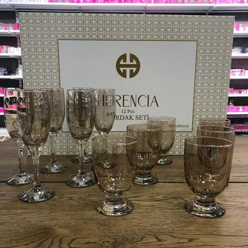 Herencıa Mis-Tog 12 Pcs Bardak Seti Füme Lüster (4 Paket)