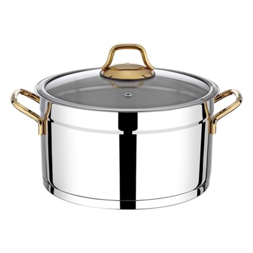 Vivaldi Rosso Tencere 26X16 Cam Kapak Gold