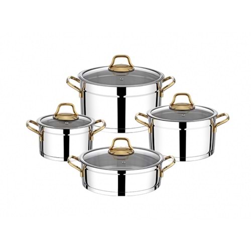 Vivaldi Rosso 8 Parça Tencere Seti Gold