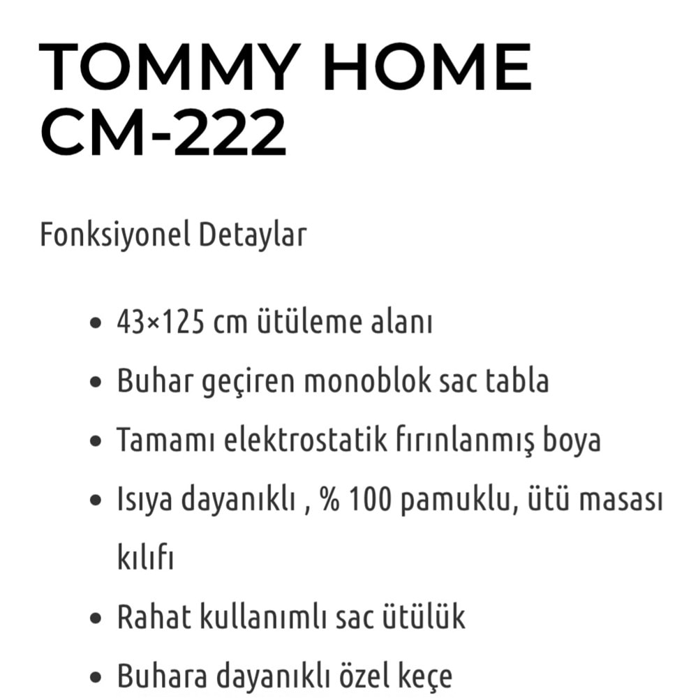 Cıngıllıoğlu Cm-222 Tommy Home Ütü Masası (2 Adet)