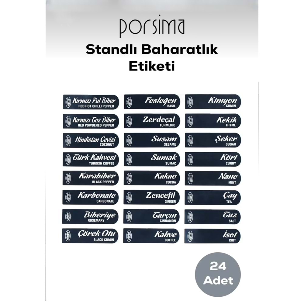 Porsima 1041 Siyah Beyaz 12 Li Klasik Baharatlık