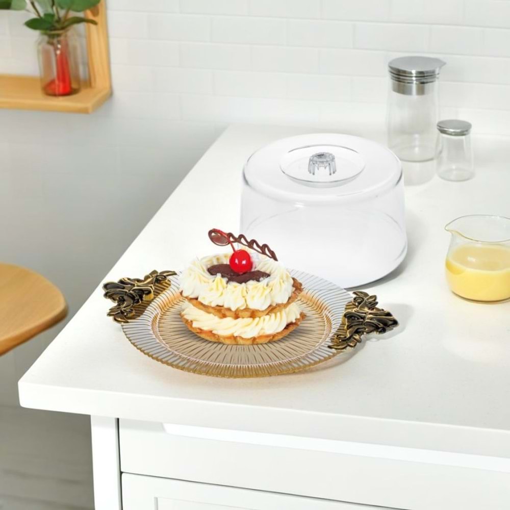 Vanes Elvin 23 Cm Kulplu Kek Fanusu Şeffaf (8 Paket)