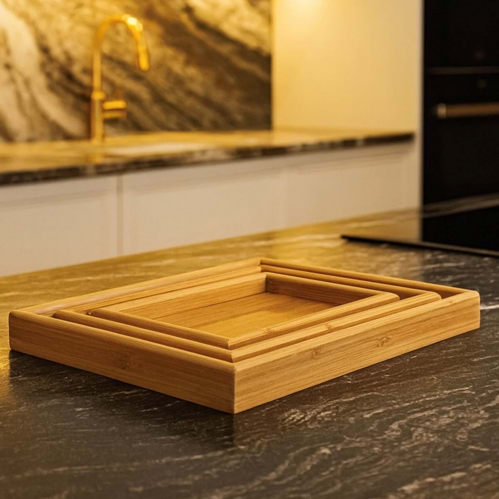 Perotti 17178 3 Lü Ahşap Tepsi