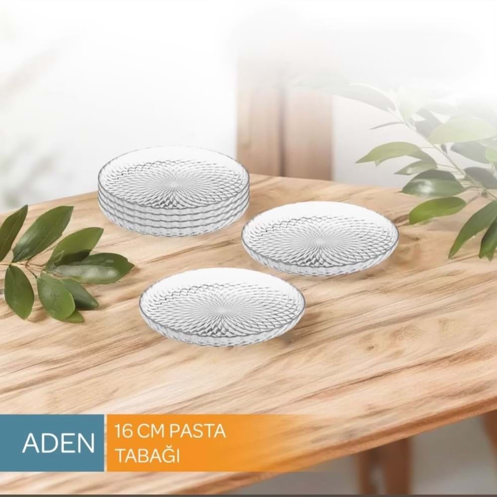 Vanes Aden 16 Cm 6 Lı Pasta Tabağı Şeffaf (8 Paket)