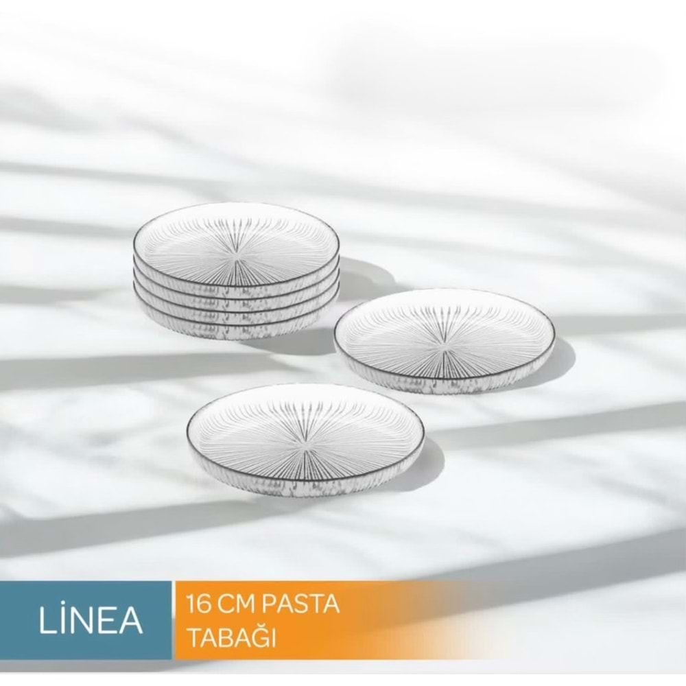 Vanes Linea 16 Cm 6 Lı Pasta Tabağı Şeffaf (8 Paket)
