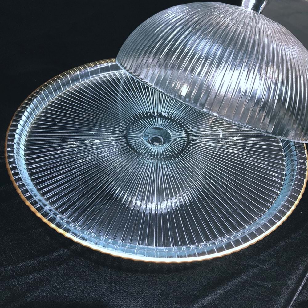 Vanes Majestic 30 Cm Ayaklı Kek Fanusu Ağız Yaldız (4 Adet)