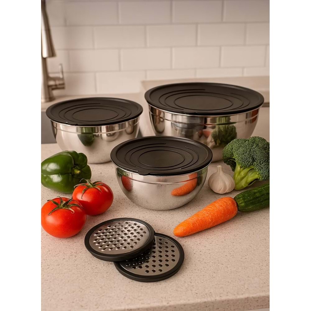 Sıla 9 Parça Rendeli Saklama Kabı (16/20/24 Cm)