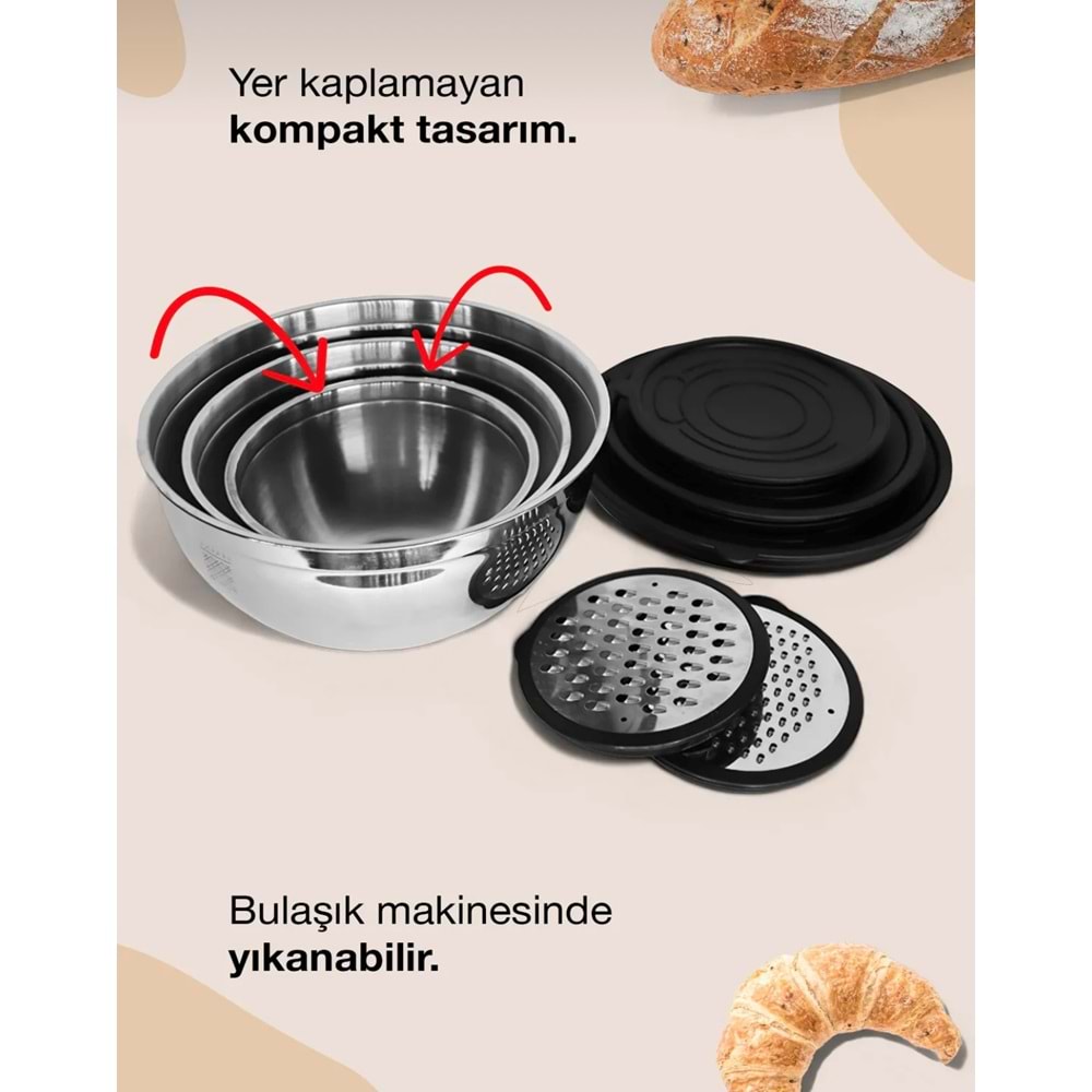 Sıla 9 Parça Rendeli Saklama Kabı (16/20/24 Cm)
