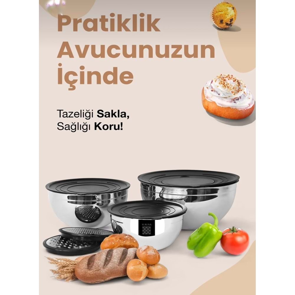 Sıla 9 Parça Rendeli Saklama Kabı (16/20/24 Cm)