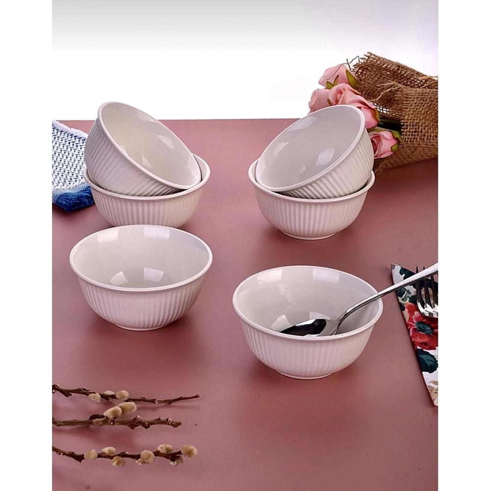 Seramik 12 Cm Çizgili Çorba Kasesi (36 Adet)