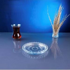 Rayan Boncuklu 18 Li Çay Tabağı Şeffaf (4 Paket)