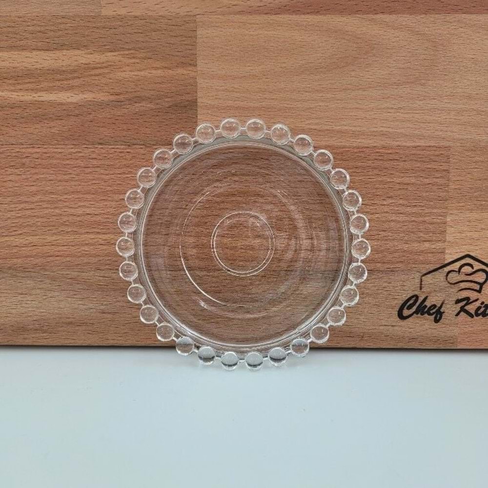 Rayan Boncuklu 18 Li Çay Tabağı Şeffaf (4 Paket)