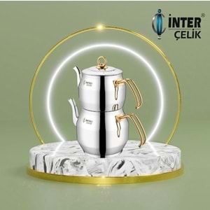 İnter Köşem Gold Orta Boy Çaydanlık 9108