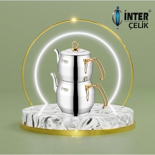 İnter Köşem Gold Orta Boy Çaydanlık 9108