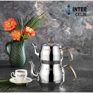 İnter Köşem Gold Orta Boy Çaydanlık 9108