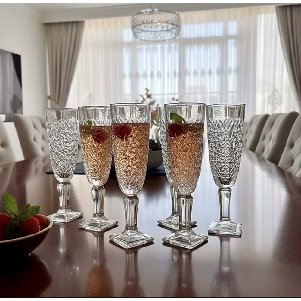 Herencıa Begonya 6 Lı Ayaklı Bardak (4 Paket)