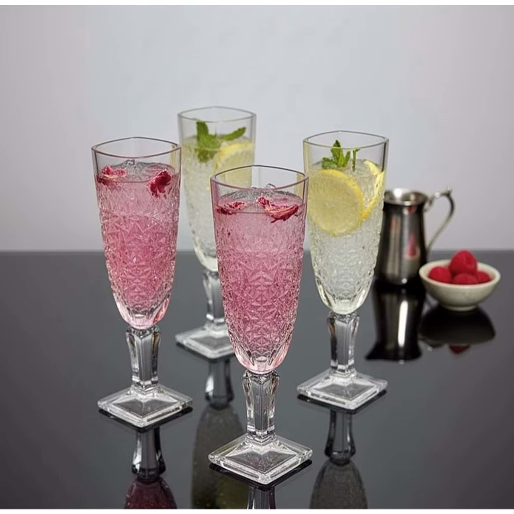 Herencıa Begonya 6 Lı Ayaklı Bardak (4 Paket)