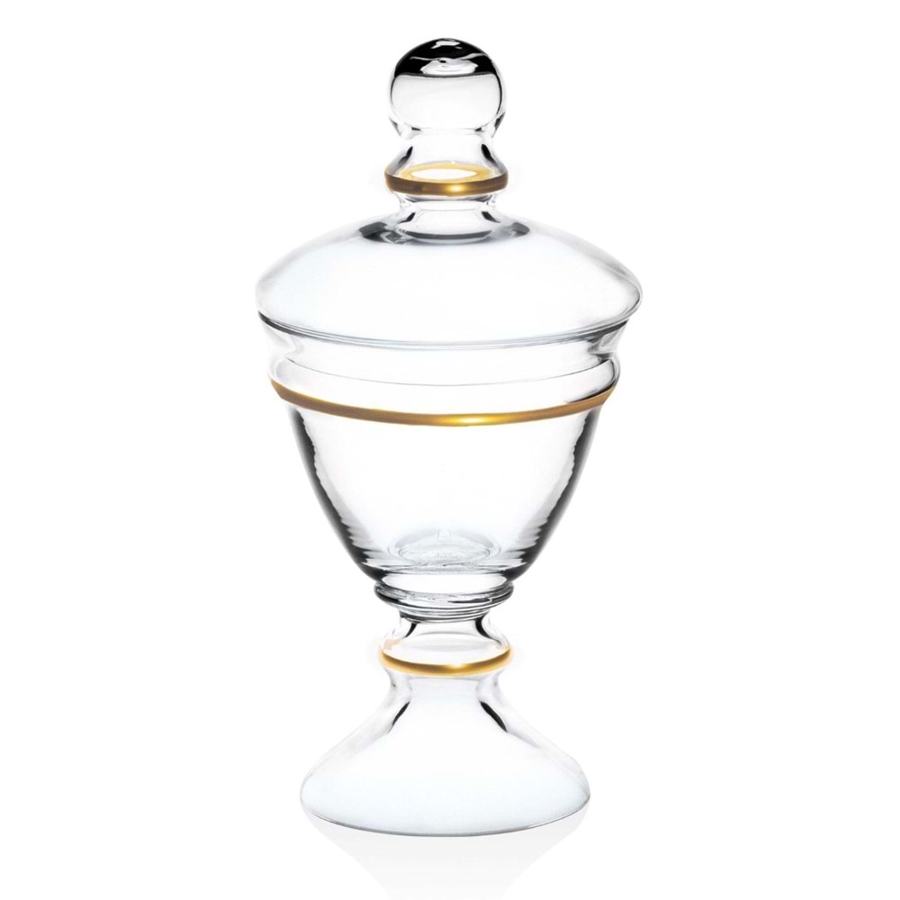 Sigma SGM12482 Vera Ayaklı Cam Kapaklı Şekerlik Altın Yaldız (6 Paket)