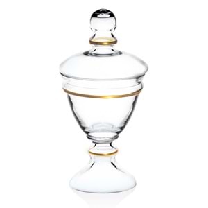 Sigma SGM12482 Vera Ayaklı Cam Kapaklı Şekerlik Altın Yaldız (6 Paket)