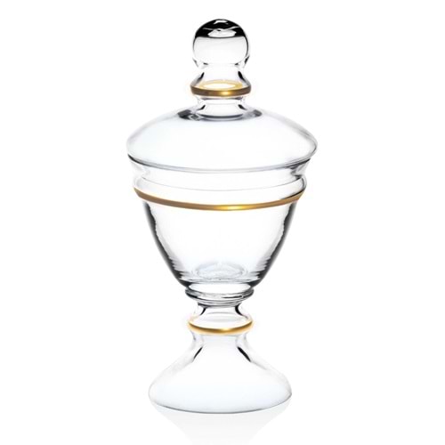 Sigma SGM12482 Vera Ayaklı Cam Kapaklı Şekerlik Altın Yaldız (6 Paket)