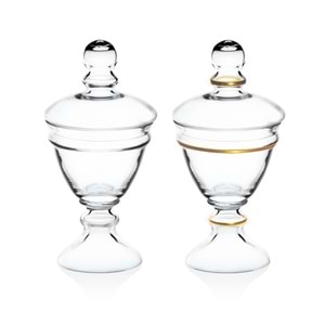 Sigma SGM12482 Vera Ayaklı Cam Kapaklı Şekerlik Altın Yaldız (6 Paket)