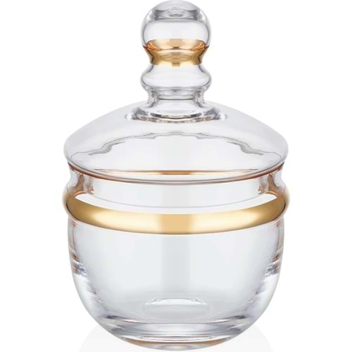 Sigma SGM12481 Elya Cam Kapaklı Şekerlik Altın Yaldız (6 Paket)