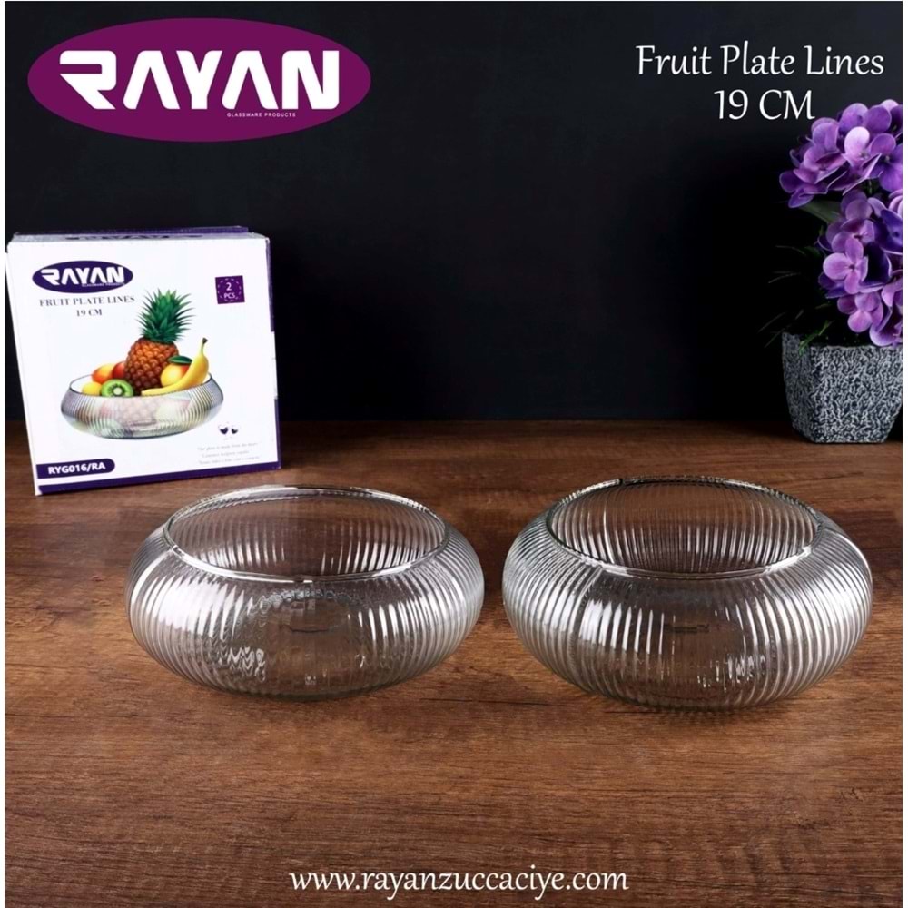 Rayan 2 Li Fruit Plate Lines 19 Cm Meyvelik (6 Paket)