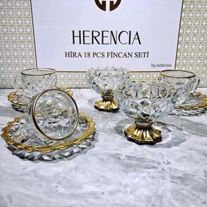Herencıa Hira 18 Parça Fincan Seti Ağız Gold (4 Paket)