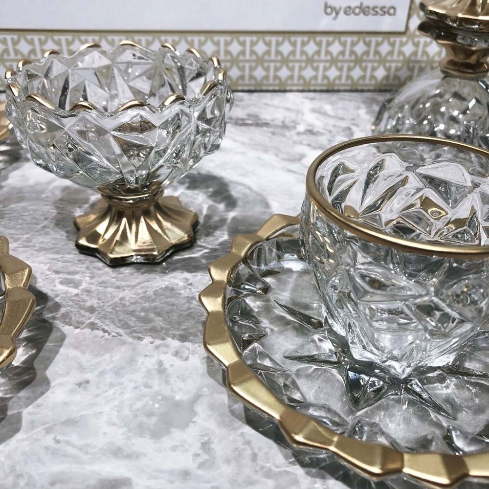 Herencıa Hira 18 Parça Fincan Seti Ağız Gold (4 Paket)