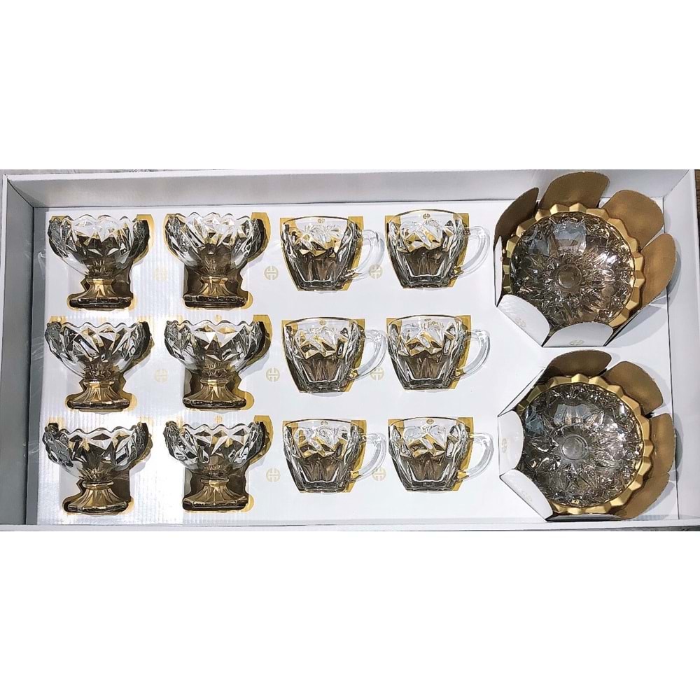 Herencıa Hira 18 Parça Fincan Seti Ağız Gold (4 Paket)
