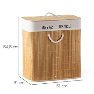 Pablito Pbt-440 Bambu Dikdörtgen Cam Sepet 31*51*54.5 (Balon)