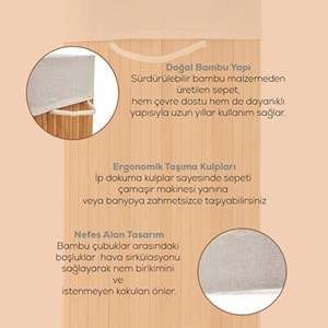 Pablito Pbt-440 Bambu Dikdörtgen Cam Sepet 31*51*54.5 (Balon)