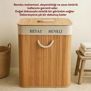 Pablito Pbt-440 Bambu Dikdörtgen Cam Sepet 31*51*54.5 (Balon)
