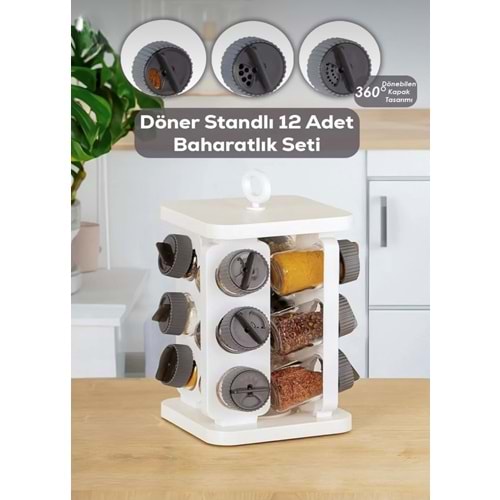 Porsima 1081 Beyaz Antrasit Döner Baharatlık