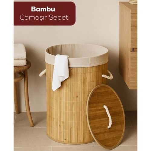 Pablito Pbt-052 Bambu Yuvarlak Sepet 36*36*49.5 (Balon)