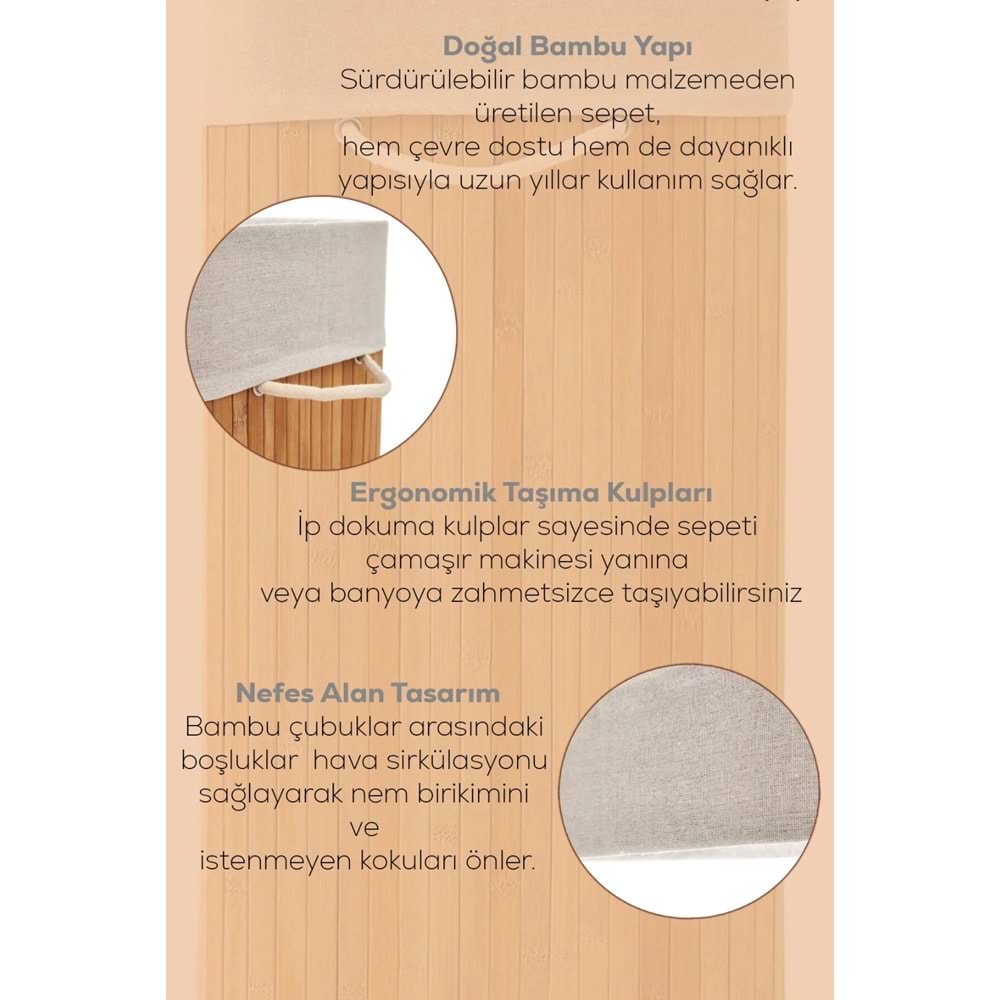 Pablito Pbt-052 Bambu Yuvarlak Sepet 36*36*49.5 (Balon)