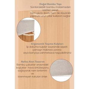 Pablito Pbt-052 Bambu Yuvarlak Sepet 36*36*49.5 (Balon)