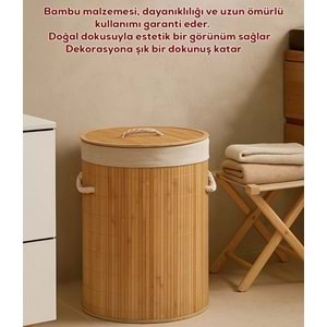 Pablito Pbt-052 Bambu Yuvarlak Sepet 36*36*49.5 (Balon)