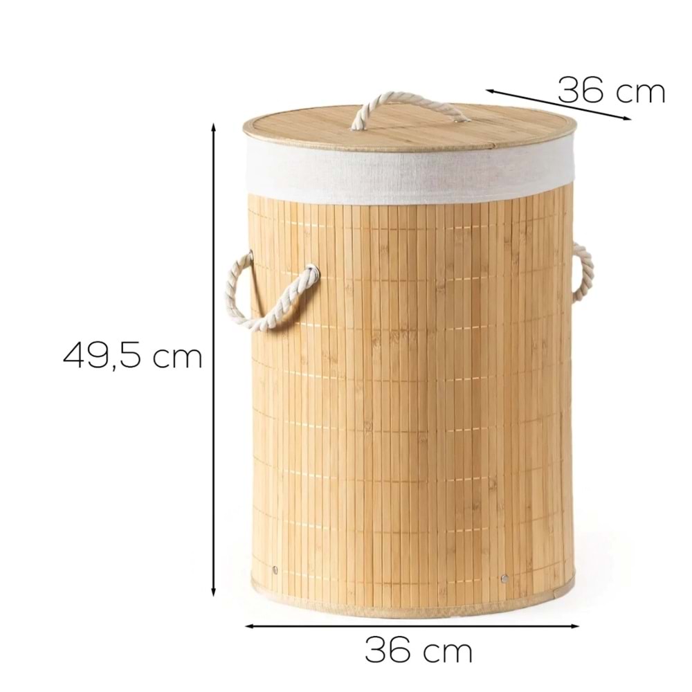 Pablito Pbt-052 Bambu Yuvarlak Sepet 36*36*49.5 (Balon)