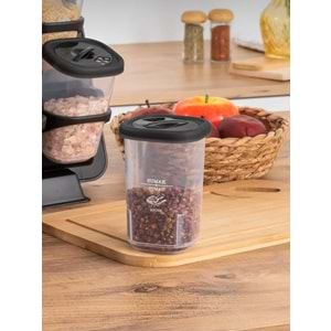 Porsima 1121 Siyah 8 Li Karma Stand Baharatlık (8 Döner Kapak)