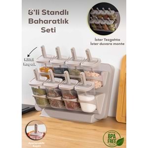 Porsima 1123 Kapiçino 8 Li Karma Stand Baharatlık (8 Kaşık)