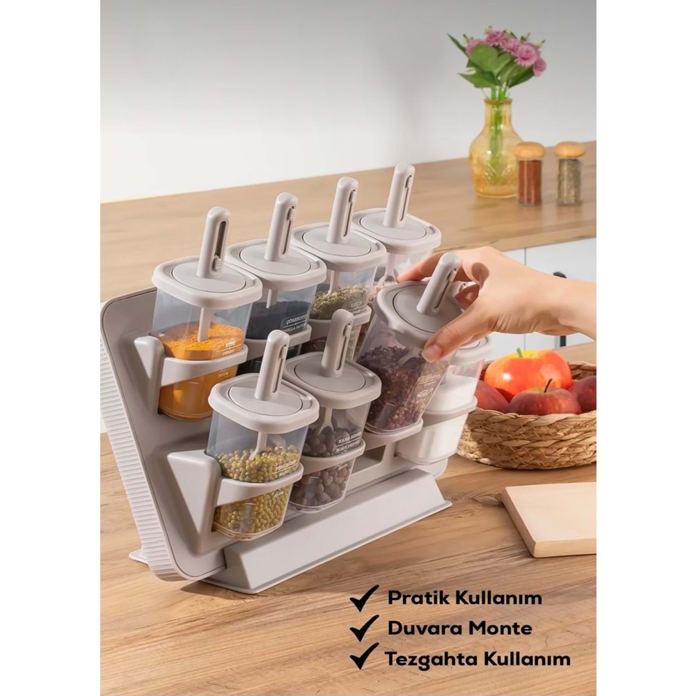Porsima 1123 Kapiçino 8 Li Karma Stand Baharatlık (8 Kaşık)