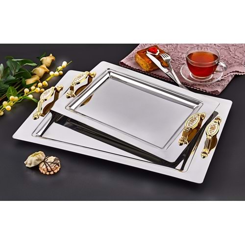 Aslan 2 Li Gold Çay Tepsi 10Lu