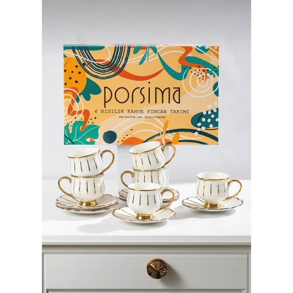 Porsima 2024IM00009 Zambak 6 Lı Fincan Takımı